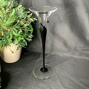 Beautiful crystal Rosenthal Studio-Linie clear and black taper candle holder